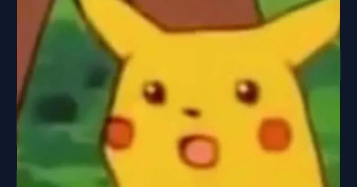 Pikachu with an open mouth in the Surprised Pikachu reaction image (reference preview)